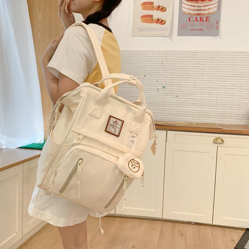 Solid Color Student School Bag Girls Backpack Student Travel Backpack