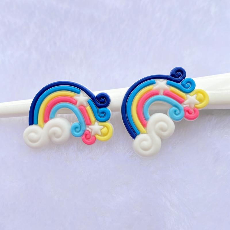 10/20pcs Cute Rainbow PVC Flexible Glue Flat Back DIY Scrapbook Embellishment Phone Craft Decoration F40