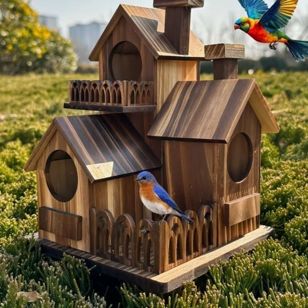 Handgefertigtes Vogelhaus aus Holz Wasserdichte Vogelnisthöhle Kreatives Lebensraum für Wildvögel Garten