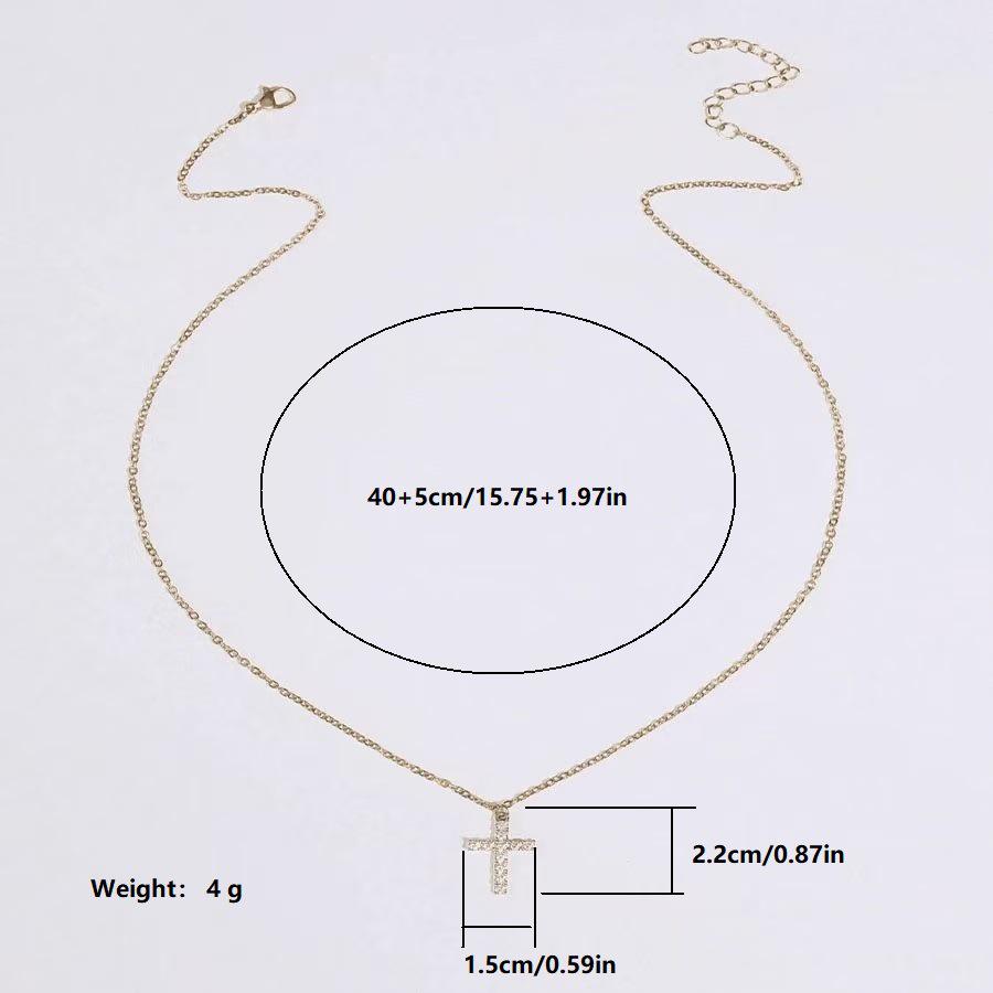 Elegant Cross Pendant Necklace with Diamond Inlay - Modern European & American Style