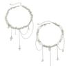 Salircon Exquisite Love Heart Tassel Pendant for Women Trendy Irregular Metal Beaded Clavicle Chain Wedding Bride Jewelry Gift