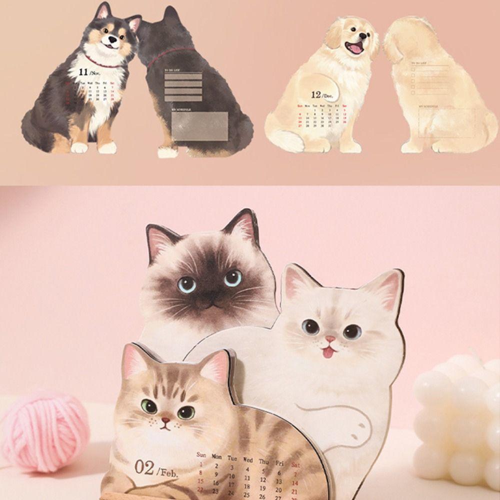 DIY Desktop Calendar Cat Dog Series Schedule Planner 2026 Agenda Organizer  Home Office Desk