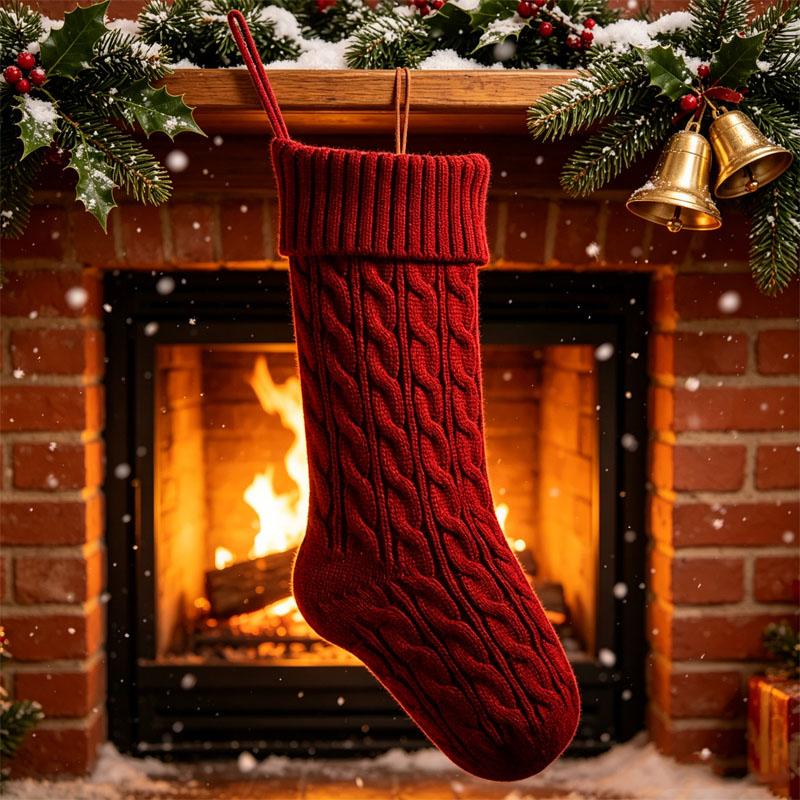 Personalized Christmas Stockings Custom Embroidered Name Large Monogram Knit Christmas Family Stocking for Holiday Party Decor