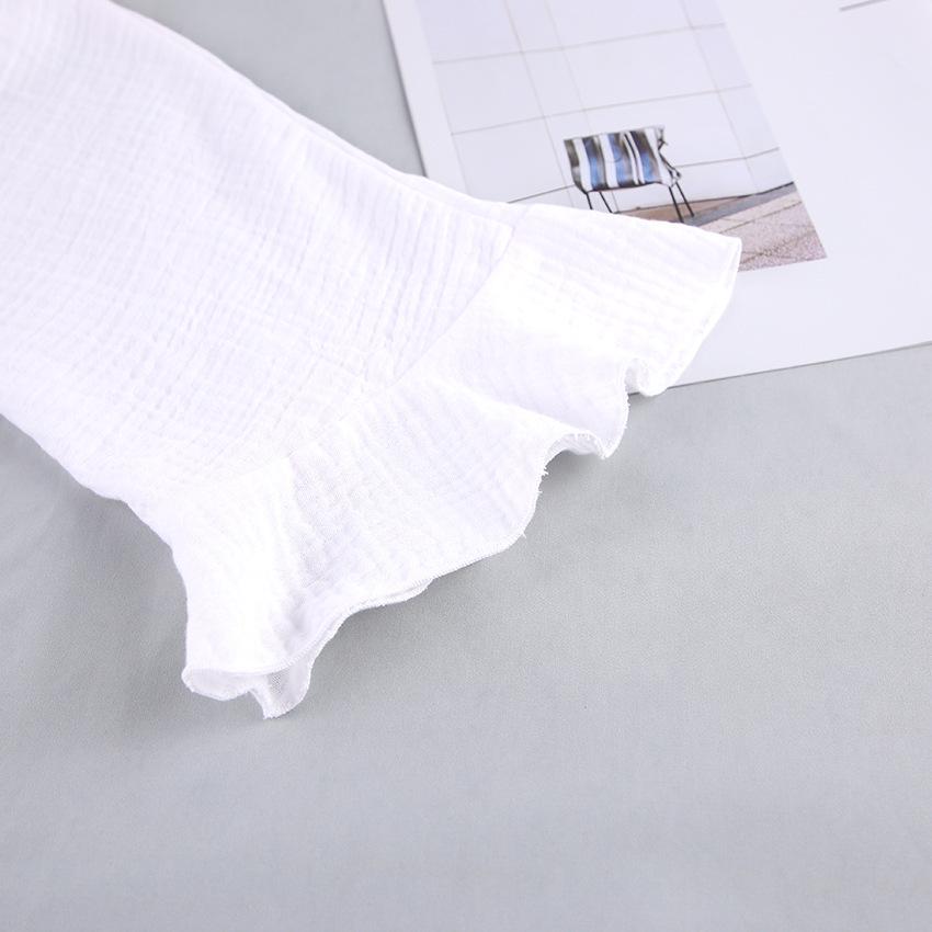 Autumn Women's Ruffled Long-Sleeve Pajama Set with Crinkle Cotton Robe and Shorts