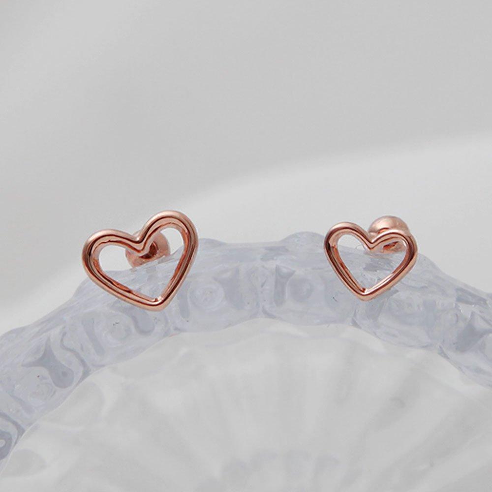 14K Gold Pin Piercing Line Heart 2 Types (Choose 1 On One Side) 1+1