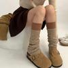 Womens Winter Warm Ribbed Knit Leg Warmers Japanese Style Harajuku Vintage Colorblock Long Boot Socks Thermal Leg Cover