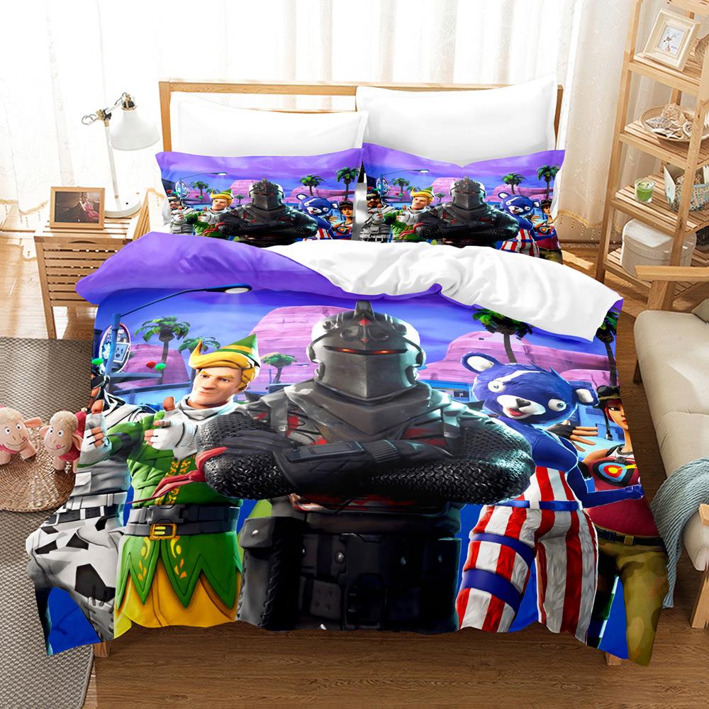 Cartoon Game Mini World Fortnite Quilt Set Three-Piece Digital Printing Three-Piece Set