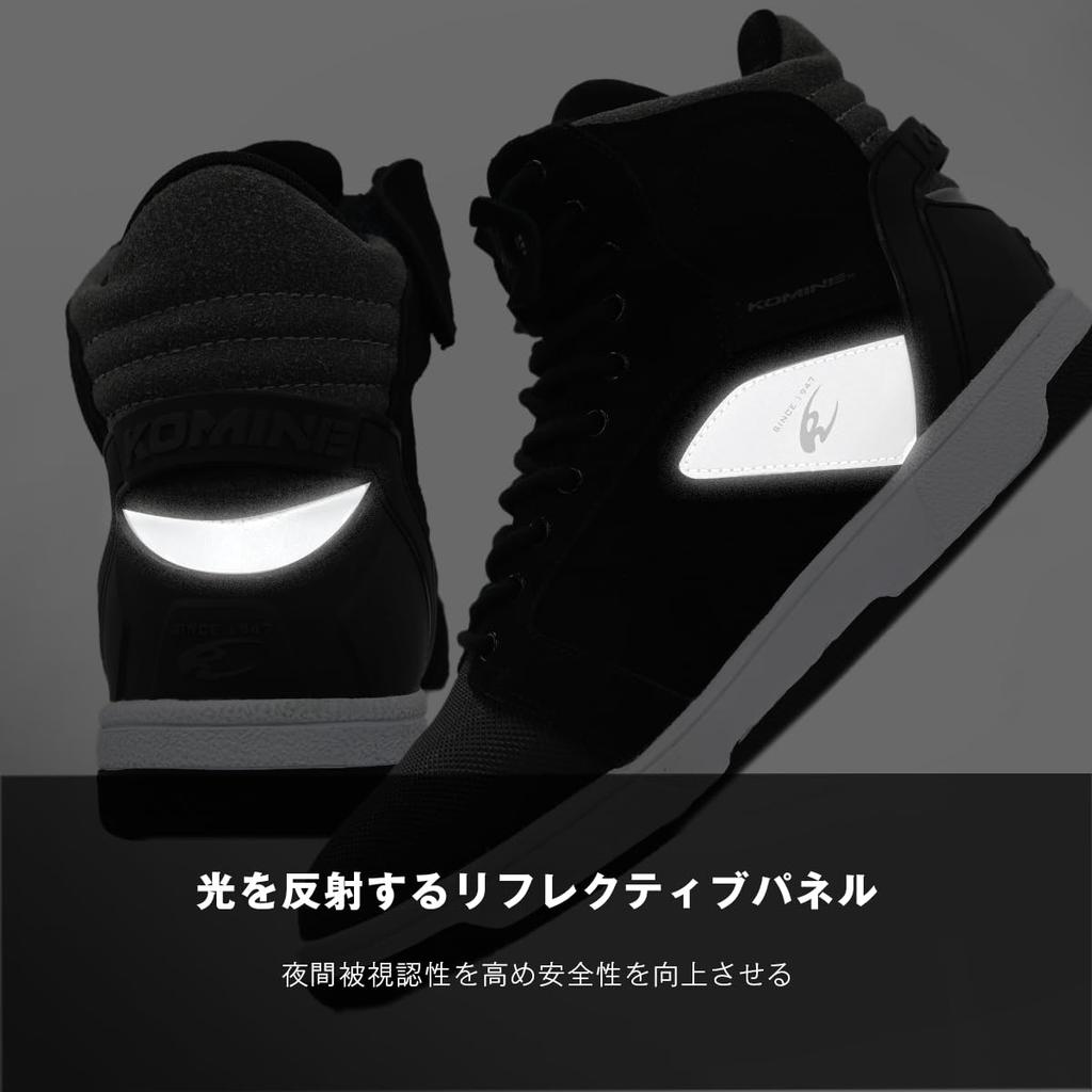 Komine 2025 Model WP Riding Sneakers for with Size cm BK-302 Motorcycles, Waterproof, Wide, Reflectors, Brown, 27.0