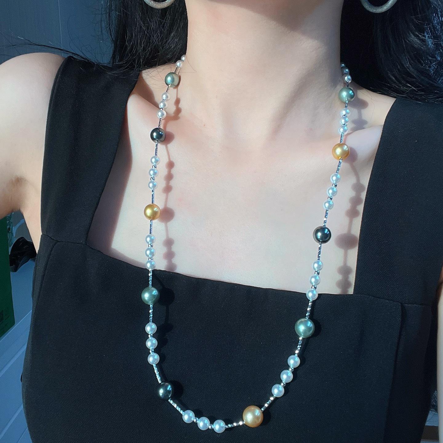 

Vintage High Quality Mixed Color Artificial Crystal Necklace Necklace Sweater Chain