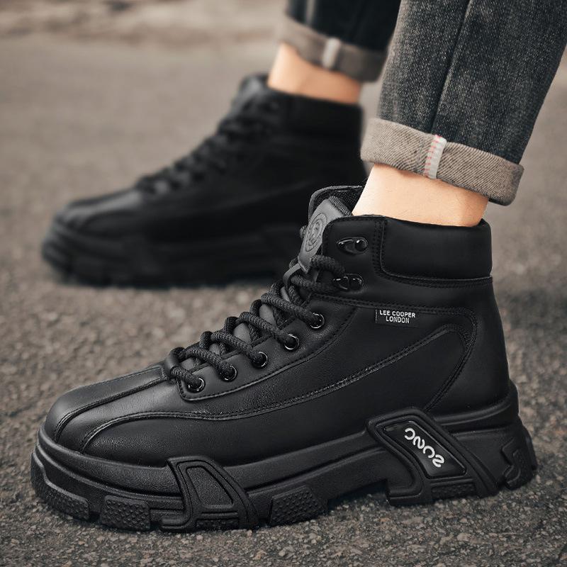 

2024 высокие ботинки Мартин осень и зима британский стиль мужские повседневные рабочие универсальные трендовые простые черные ботинки 44