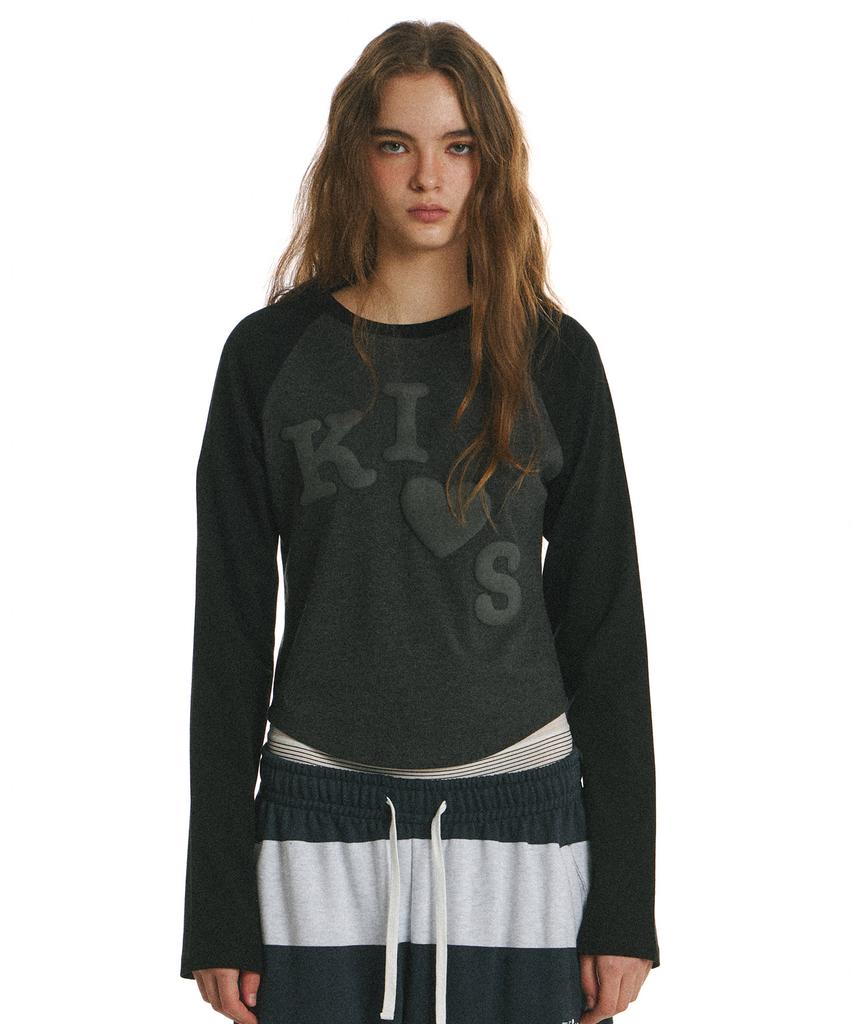 Kimseupeulesikoteunmakes Messi Kiss Raglan Long Sleeve T-Shirt Black (Charcoal)