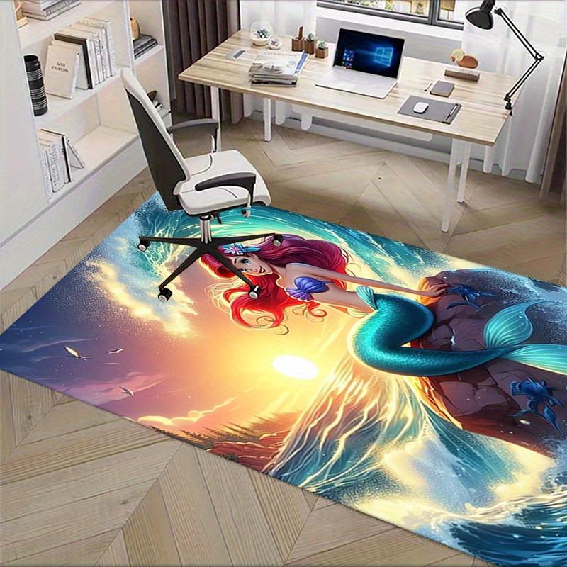1pc Mermaid Tail Design Office Rug, Coastal Theme Decoration, Fantasy Art Flooring Mat, Room Decor, Bathroom Rug, Bedroom Accent