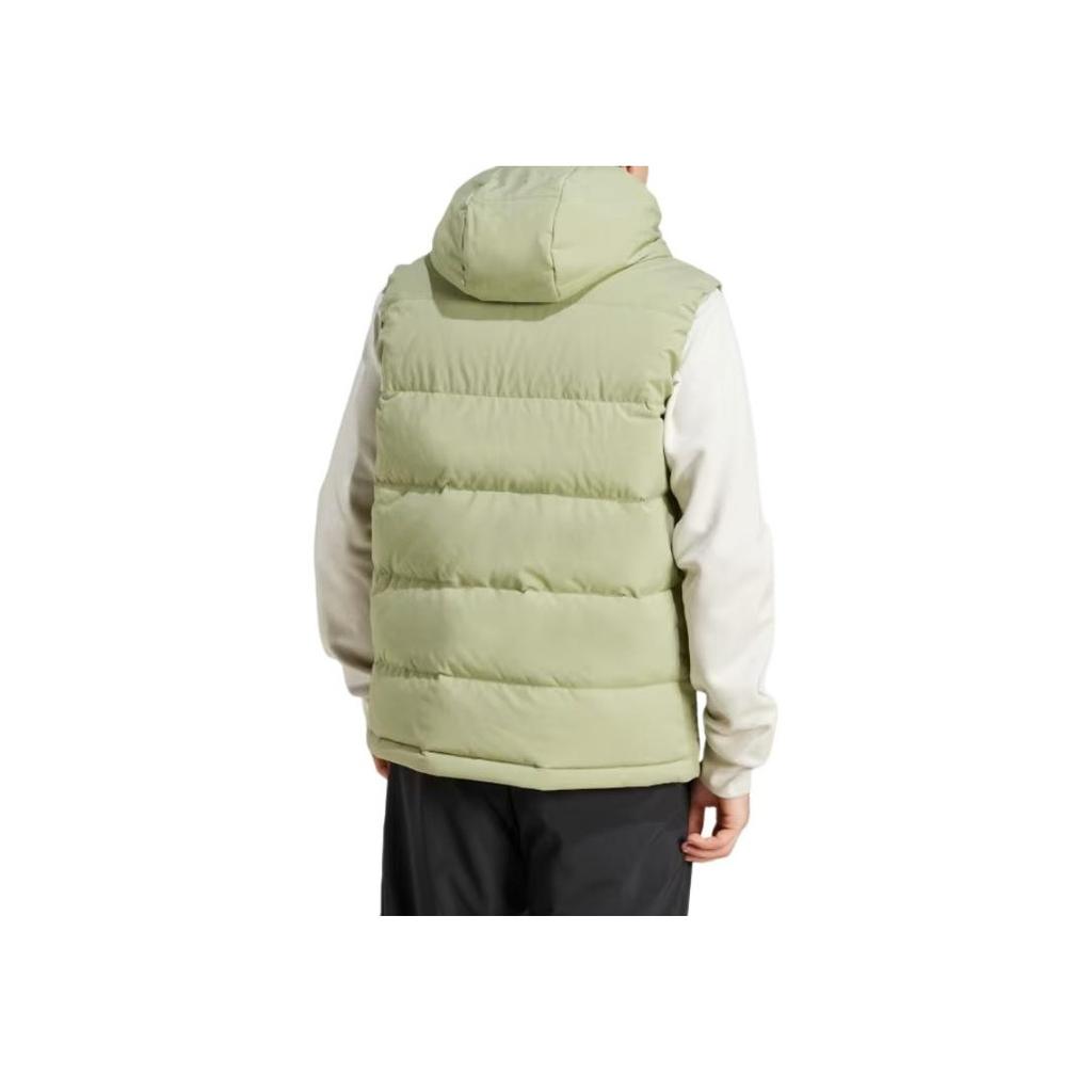 Adidas Helionic Hooded Down Solid Logo Print Single-Breasted Vest Men Vests Green IX8856