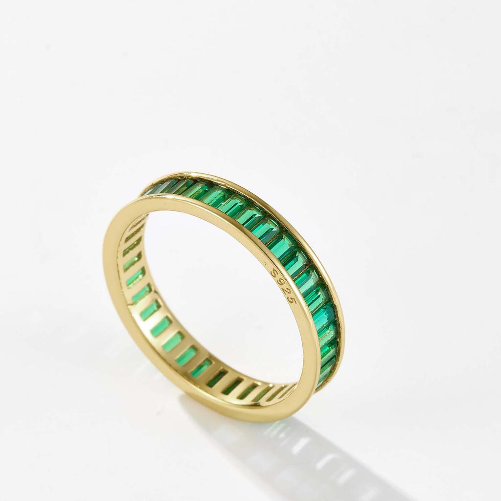 ANDYWEN 925 Sterling Silver Zircon Pavé Ring Green Black Luxury Jewelry Gift For Women