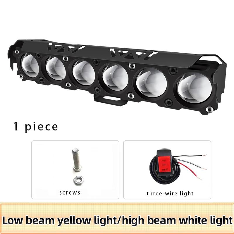 

6-лінзовий світлодіодний прожектор для мотоциклів, двоколірні протитуманні фари високого/ближнього світла для автомобілів, вантажівок, позашляховиків, позашляховиків, UTV, 12 В 24 В, міні-лінзових фар, дальнього світла 1PCS жовтий/білий