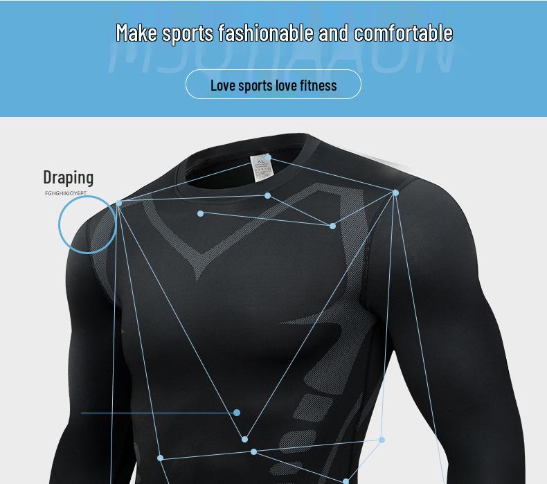 Men's Quick-Dry Long Sleeve Compression Shirt for Running, Cycling, and Basketball