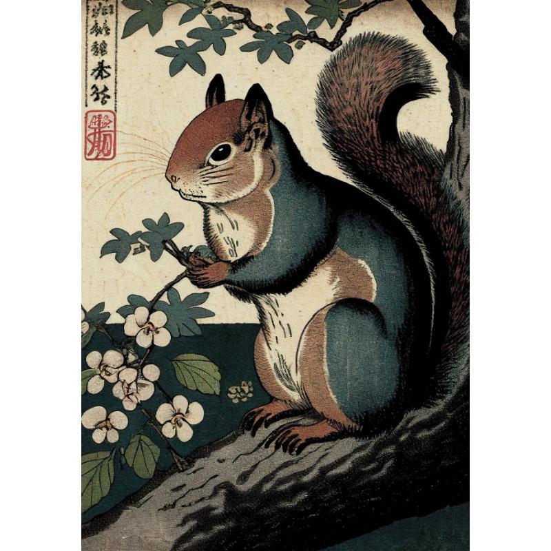 Japanese Art Style Animal Posters Dog Otter Squirrel Crane Prints Canvas Printing Retro Wall Picture for Living Room Home Decor