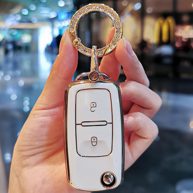 2 Tasten TPU Auto Schlüsselhülle Abdeckung Schale Für Vw Volkswagen Amarok Polo Golf 4 5 6 Mk4 Bora Jetta Altea Alhambra Passat B5 B6 B7