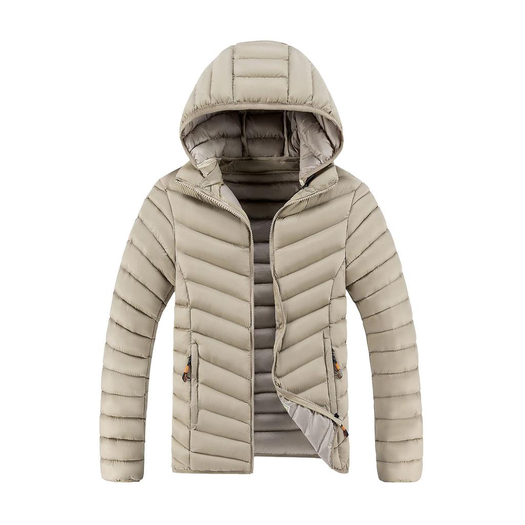 Uformell Herre Bomullsjakke Hette Vindtett Vinter Daglig