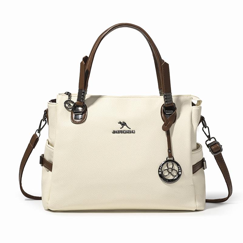 

Fashion Soft Leather Tote Bag - Handbag for Moms - Large Capacity - Single Shoulder Strap - Crossbody Bag бежевий