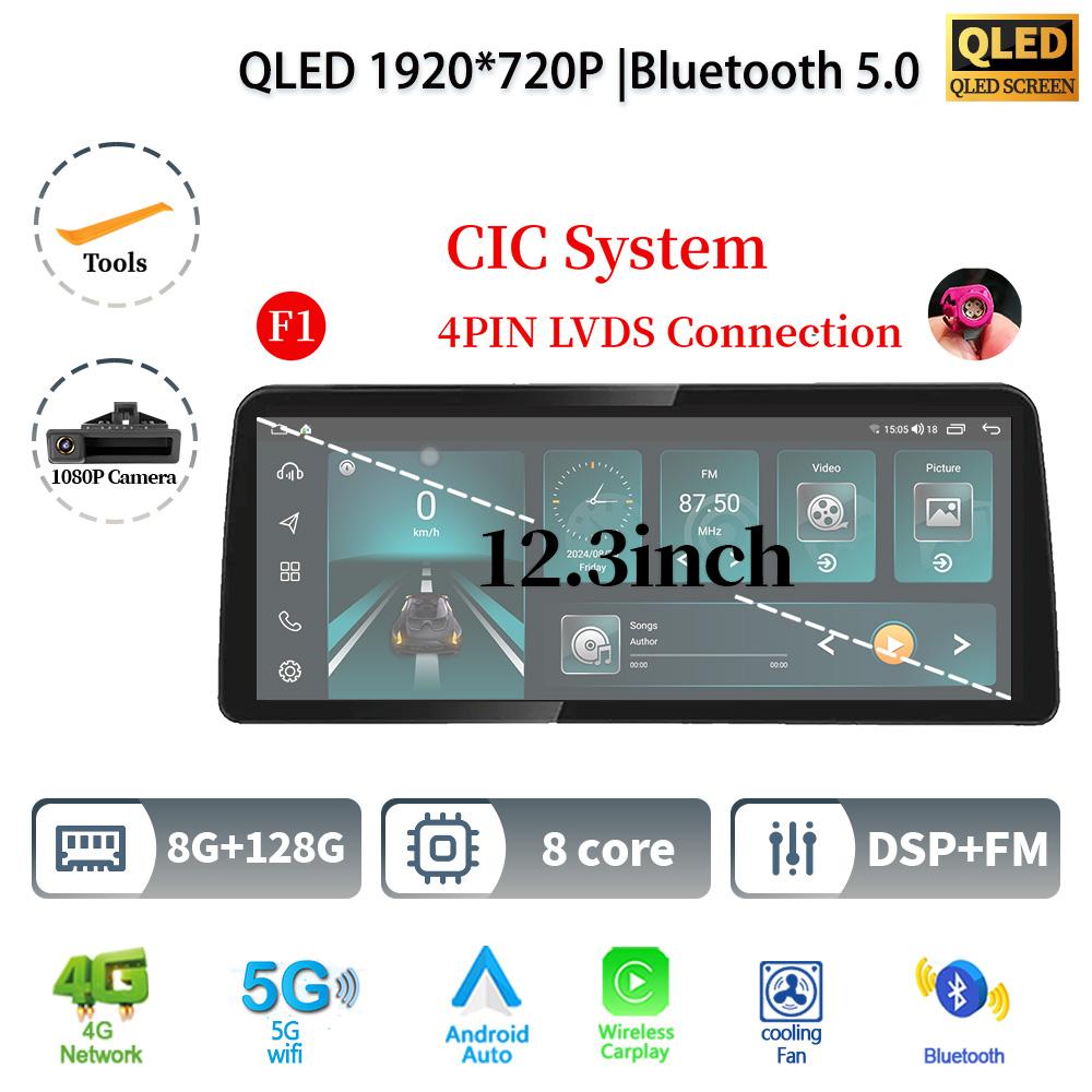 12.3" For BMW 3-5 Series E60 E61 E62 M6 E90 E91 E92 Android 14 Car Radio Multimedia GPS Navigation Stereo CarPlay Touch Screen