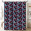 Vibrant Batik Shower Curtain 180x240cm Blue Floral Print Waterproof Fabric for Bathroom Decor.
