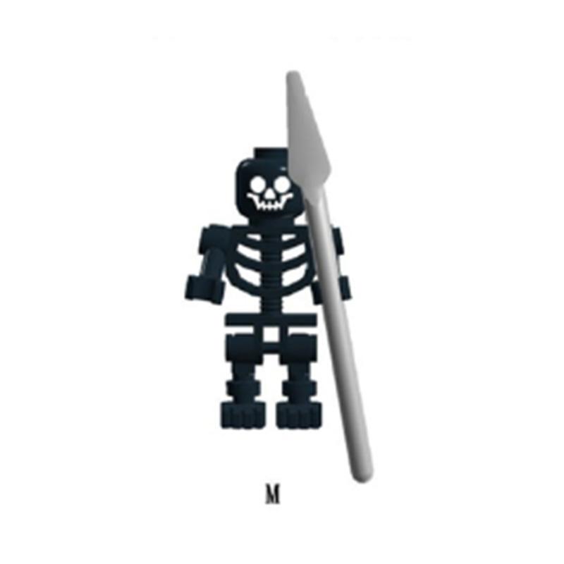 MOC Medieval Military Skeleton Corps Series Soldiers Army Building Block Weapons Spear Sword Accessories Brick Kids Toys Gift