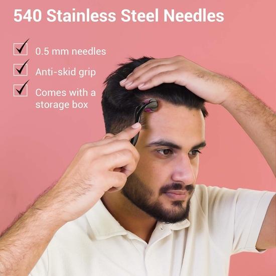 Sotrue Derma Roller For Hair Growth 0.5 mm With 540 Stainless Steel Needles | Reduces Acne Scars | Safe & Effective To Use