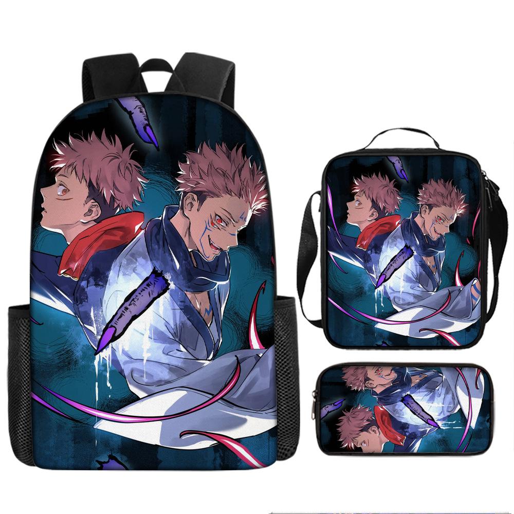 Spell Return Battle School Bag Elementary School Student Animation Backpack Large Capacity Three-piece Set