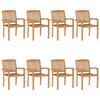 Chaises de jardin empilables 8 pcs Bois de teck solide