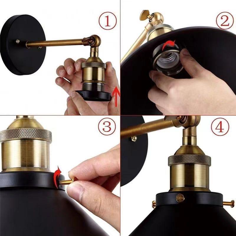 Candeeiro de Parede Minimalista Nórdico Industrial Retrô - Cabeça Única Luminária de Bar Interna