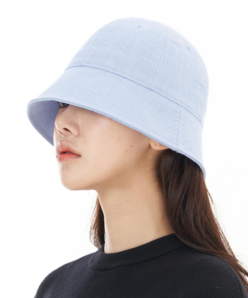 Luoeseupaeg Oversized Linen Round Bucket Hat (Baby Blue)
