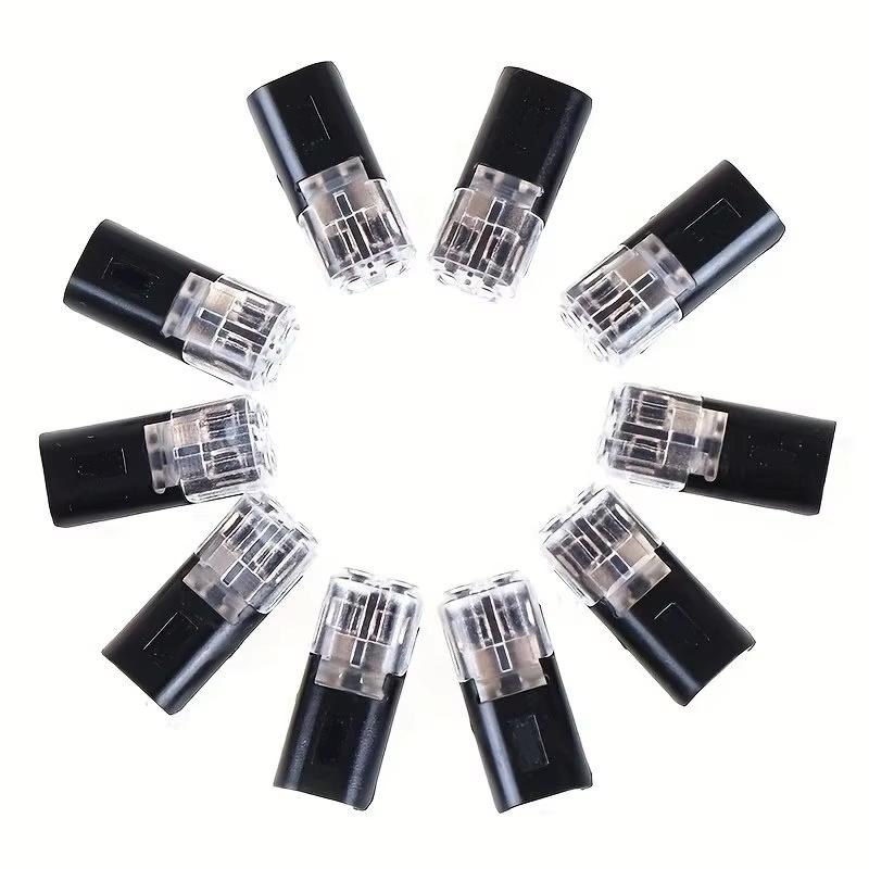 10pcs 2 Pin 2 Way Universal Compact Wire Terminals, No Wire-Stripping Required, Toolless Spring Wire Connectors, Quick Splice