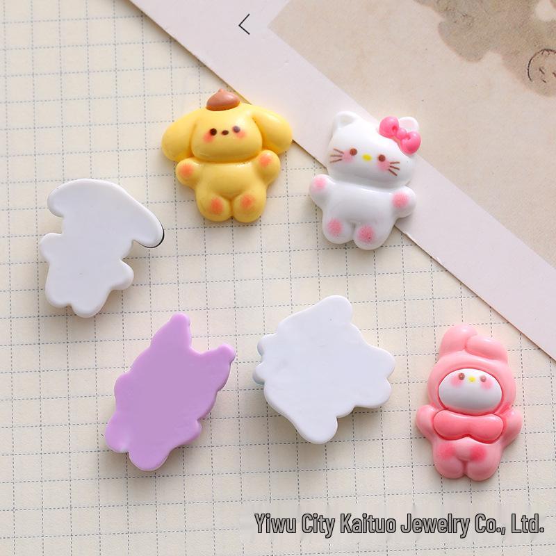 Sanrio Cartoon Resin Accessories: Cute Phone Stickers, Hair Clips, Bottle Magnets, Shoe Buckles