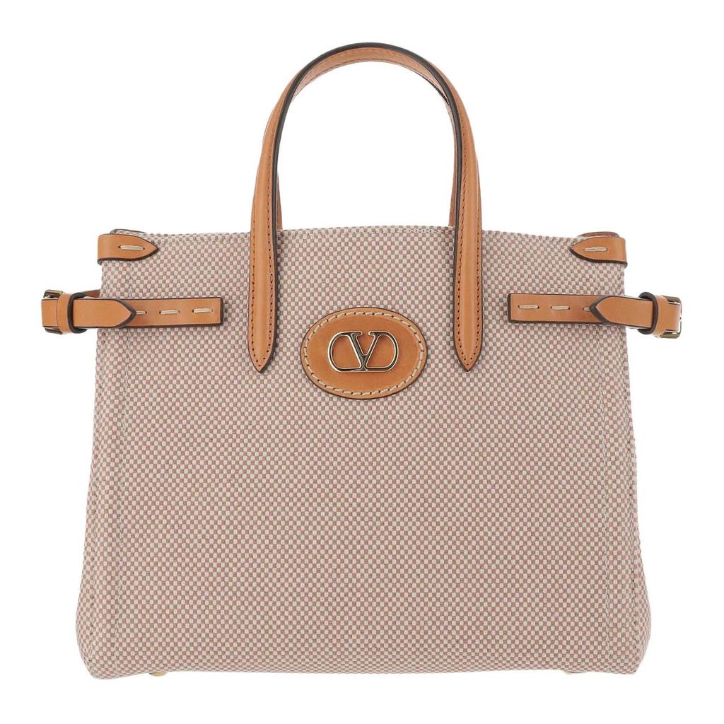 Valentino Antibes Logo Magnetic Closure Cotton Tote Bag Women Tote Bag Light-Brown W2B0R20EZTR2H