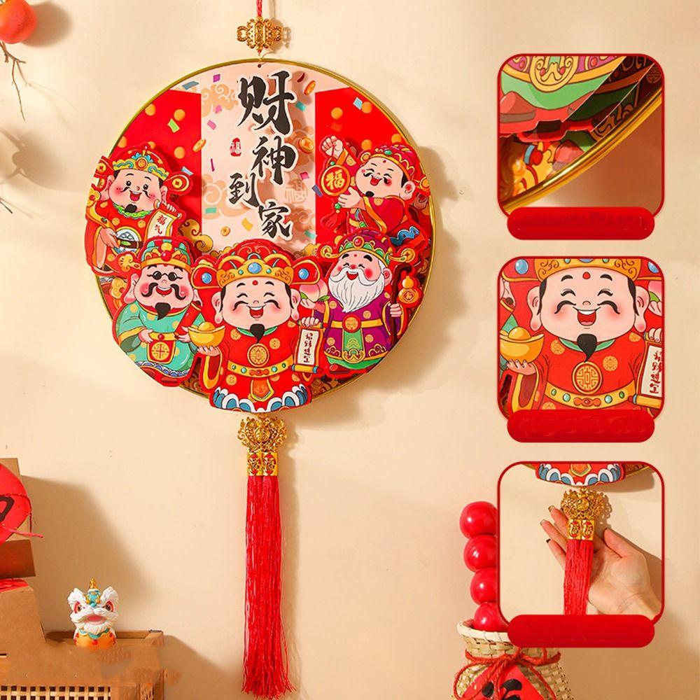 3D Traditional 2026 Horse Year Wall Decor with Tassel Hanging Spring Festival Pendant Good Fortune Paper Fu Character Pendant