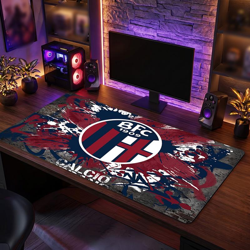 Bologna FC Theme Pattern Mouse Pad, Soccer Logo Design XXL Gaming Desk Mat Non-Slip Computer Mouse Pad