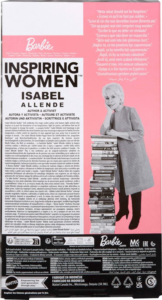 Barbie Inspirational Woman Isabel Allende Collectible with Red Book Accessory Pet Doll, Dress, &