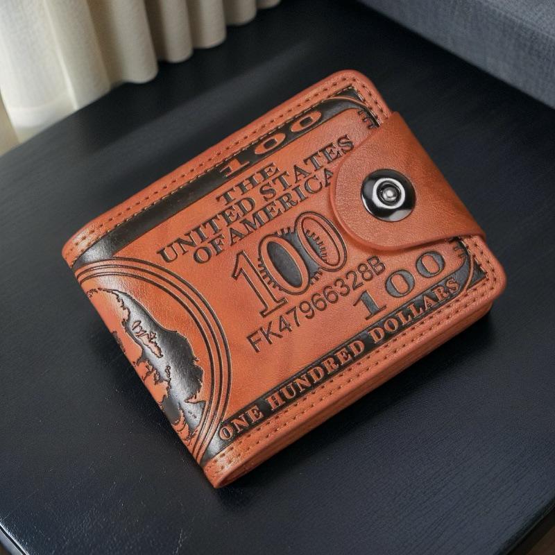 

Мужской кожаный кошелек бифолд в европейском и американском стиле с зажимом для денег и множеством отделений для карт коричневый