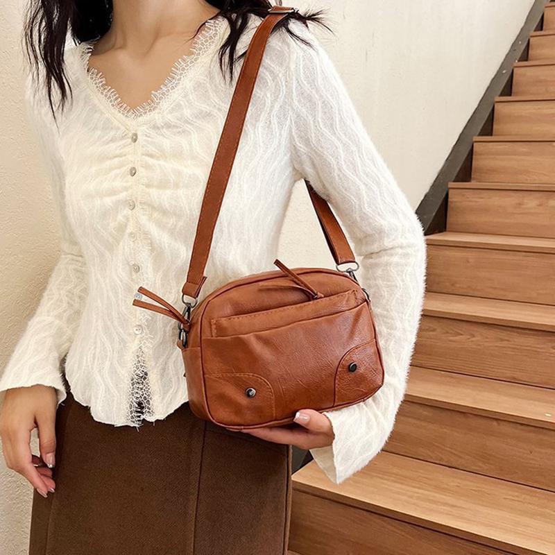 Vintage Simple Women Tašky přes rameno Malá kabelka Crossbody Phone Peněženka Pack Měkké PU kožené čtvercové tašky Messenger