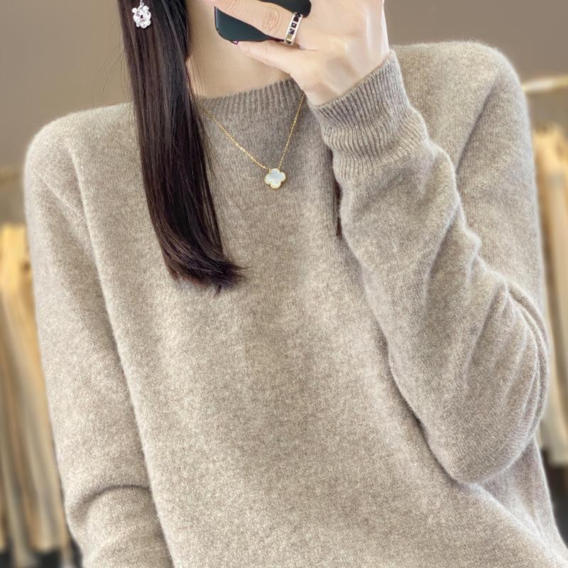 Women's Cashmere Sweater Qinghe Cashmere 30% Cashmere 70% Wool Autumn and Winter Cashmere Pullover Soft and Warm