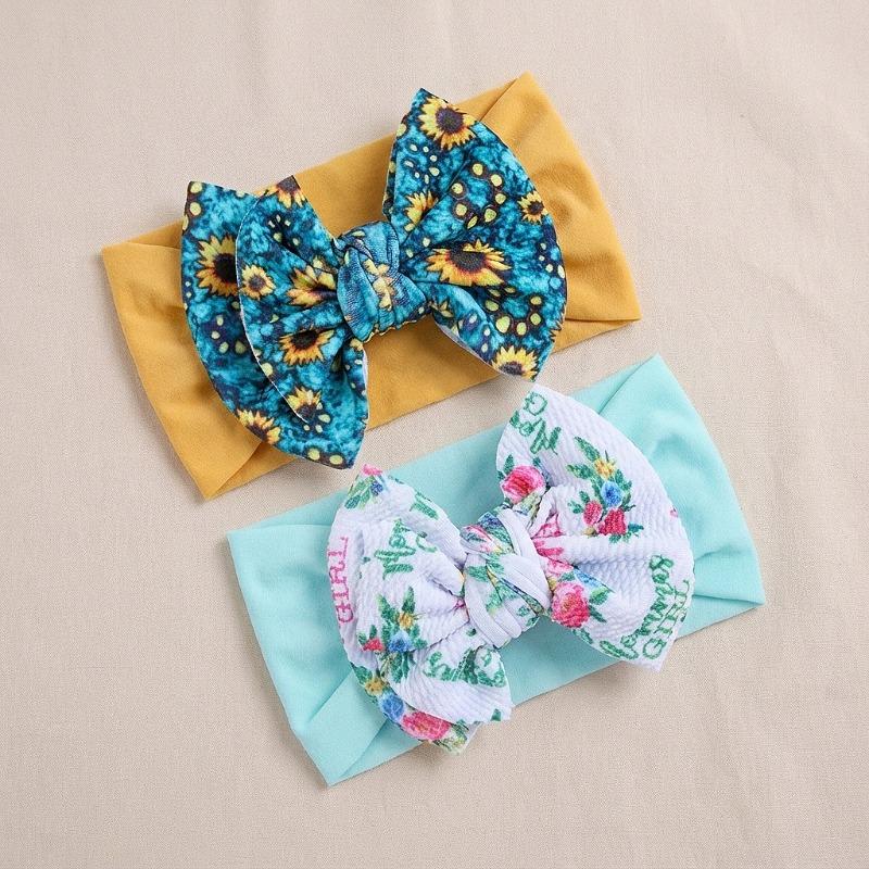 New INS-Style Elastic Wide-Band Baby Headbands:Cute Printed Bow Hair Bands,Soft & Skin-Friendly Headbands for Infants & Toddlers