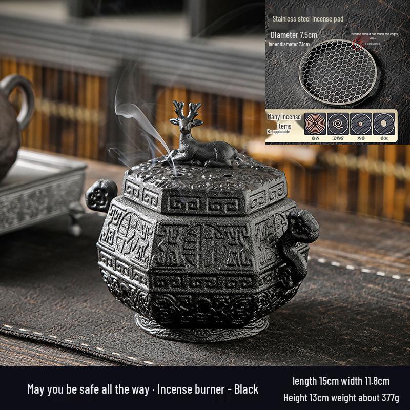 Zen Pagoda Black Ceramic Incense Burner - Aromatherapy Holder for Home and Office Decor