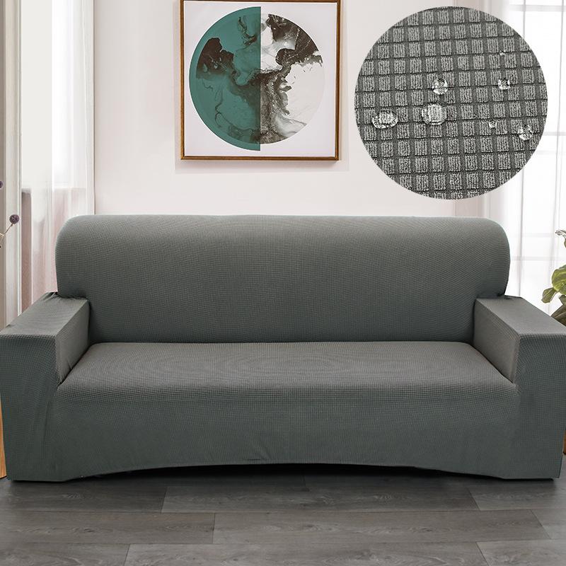 Waterproof Elastic Sofa Cover Cover Full Package Solid Color Thickened Corn Lint Polar Fleece Single and Double Three or Four People