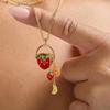 Stylish Fruit Inspired Tassels Pendant Necklace Minimalist Versatile for Casual Work Party Collarbone Length Accessory