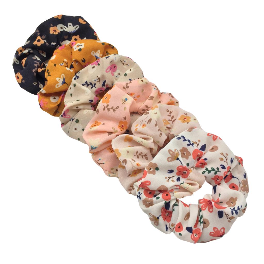 6pcs/lot Hair Scrunchies Bands Scrunchy Ties Ropes Ponytail Holder for Women Accessories Fabric Headwear Ditsy Floral Sweet Cute