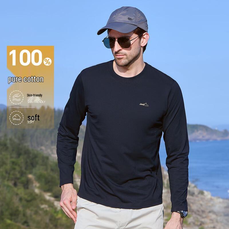 JEEP Men's Pure Cotton Long Sleeve T-Shirt