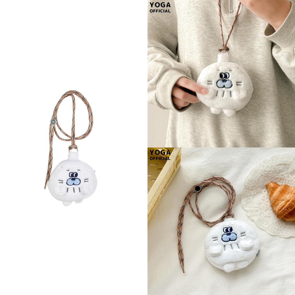 Cute Pudding Little Seal Plush Neck Hanging Earphone Case Coin Purse Cartoon Girlfriends Mini Bag Sweet