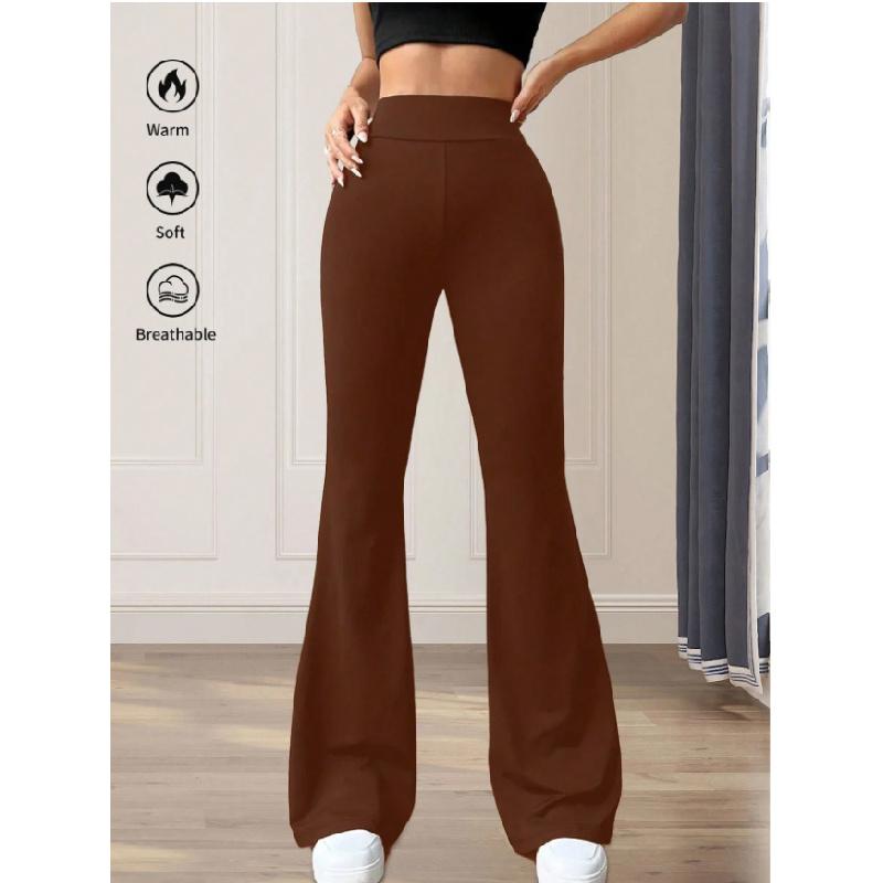 2026 New Solid Color Casual High-Waisted Yoga Pants for Women, Stretchy Sports Flared Pants