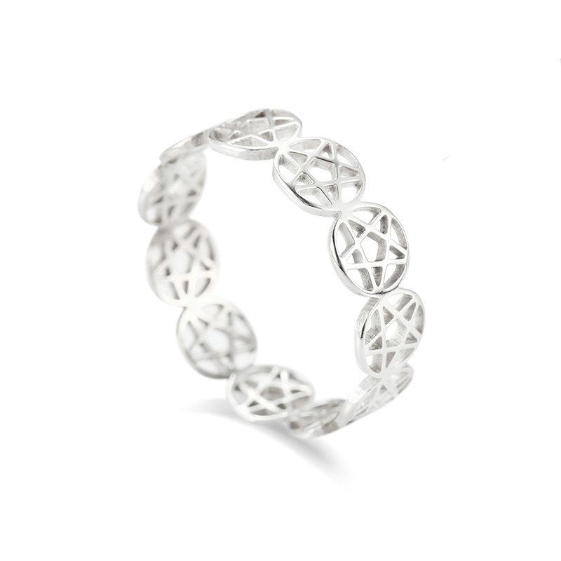 Rose Gold Pentagram Hollow Out Ring For Women Small Personalized Finger Ring Fashionable Exquisite Jewelry